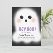 Cute Ghost Halloween Party Invitation Kaart (Staand voorkant)