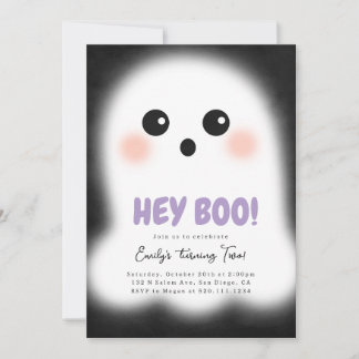 Cute Ghost Halloween Party Invitation Kaart