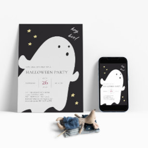 Cute Ghost Halloween Party Invitation Kaart