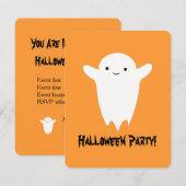 Cute Ghost Halloween Party Invitation Kaart (Voorkant / Achterkant)