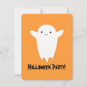 Cute Ghost Halloween Party Invitation Kaart