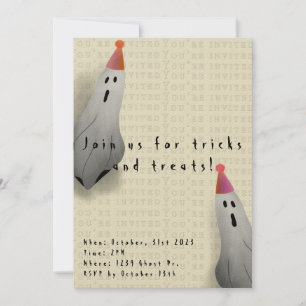 Cute Ghost Halloween Party Invitation Kaart