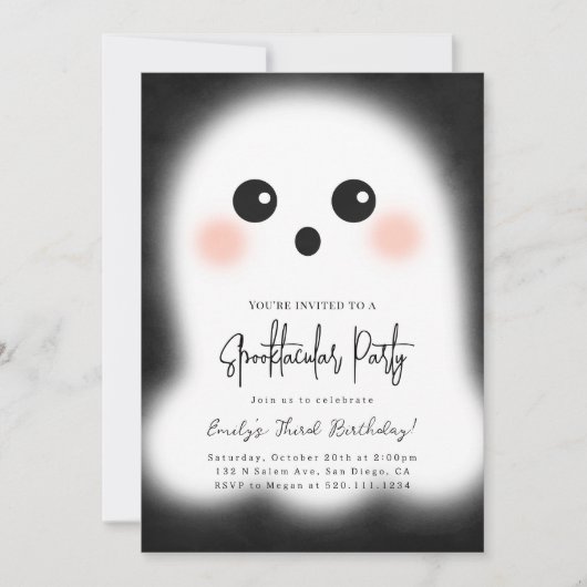 Cute Ghost Halloween Party Invitation Kaart (Voorkant)