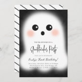 Cute Ghost Halloween Party Invitation Kaart (Voorkant / Achterkant)