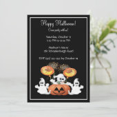 Cute Ghost Halloween Party Invitation Kaart (Staand voorkant)