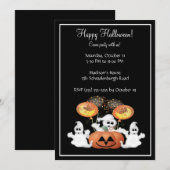 Cute Ghost Halloween Party Invitation Kaart (Voorkant / Achterkant)