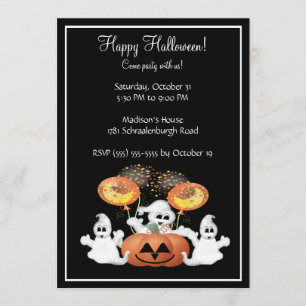 Cute Ghost Halloween Party Invitation Kaart