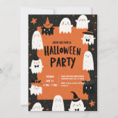 Cute Ghost Halloween Party Kaart (Voorkant)