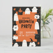 Cute Ghost Halloween Party Kaart (Staand voorkant)