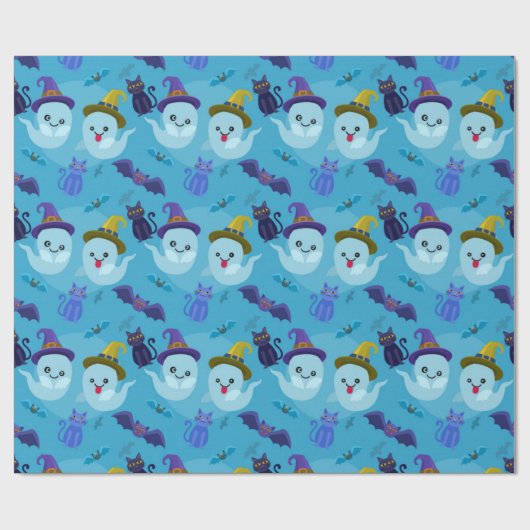 Cute Ghost Halloween Pattern Cadeaupapier (Vlak)