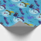 Cute Ghost Halloween Pattern Cadeaupapier (Hoek)