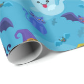 Cute Ghost Halloween Pattern Cadeaupapier (Rol Hoek)