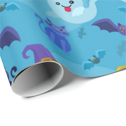 Cute Ghost Halloween Pattern Cadeaupapier (Rol Hoek)
