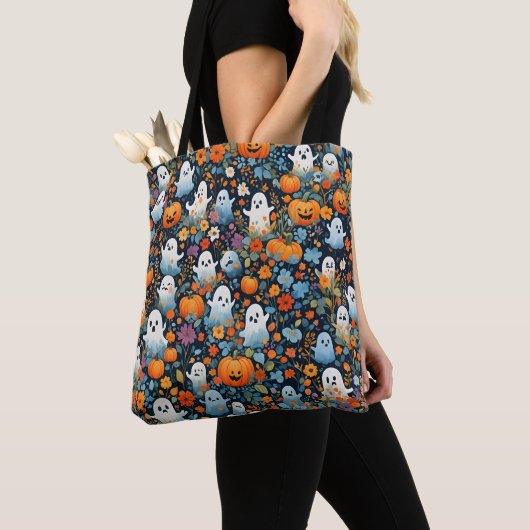 Cute Ghost Halloween Pattern Tote Bag (Dichtbij)