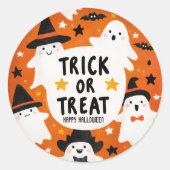 Cute Ghost Halloween Ronde Sticker (Voorkant)