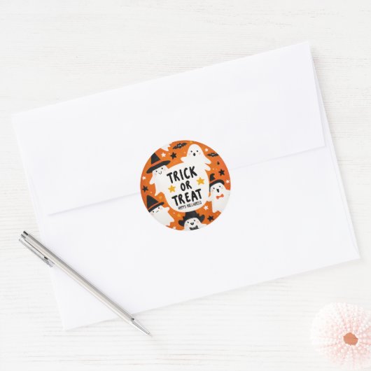 Cute Ghost Halloween Ronde Sticker (Envelop)