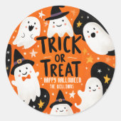 Cute Ghost Halloween Ronde Sticker (Voorkant)