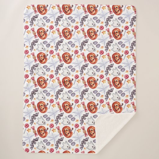 Cute ghost Halloween Sherpa Deken (Voorkant)