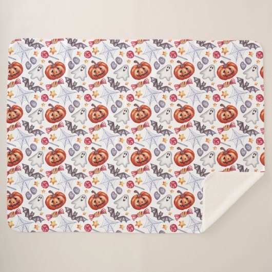 Cute ghost Halloween  Sherpa Deken (Voorkant (horizontaal))