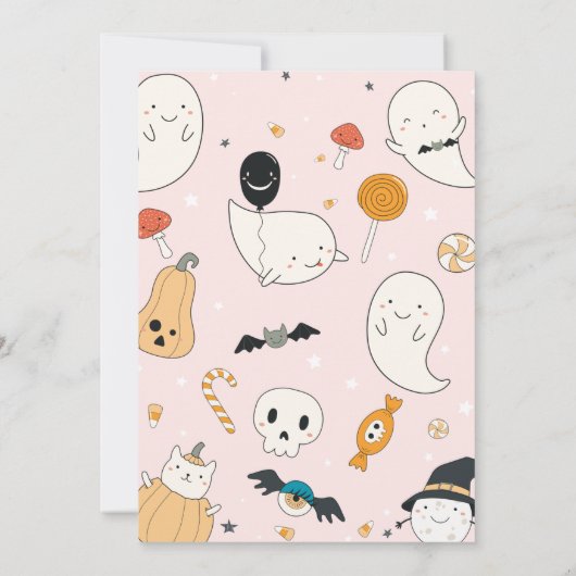 Cute Ghost Halloween Spooky One 1st Birthday Party Kaart (Achterkant)