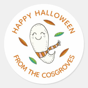 Cute Ghost Halloween Treat Bag Ronde Sticker