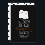 Cute Ghost Halloween Twins Kids Birthday Kaart<br><div class="desc">Cute Halloween Ghost Twins Birthday Invitations. Geweldig voor Halloween Birthday & Costume Party</div>