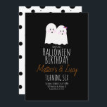 Cute Ghost Halloween Twins Kids Birthday Kaart<br><div class="desc">Cute Halloween Ghost Twins Birthday Invitations. Geweldig voor Halloween Birthday & Costume Party</div>