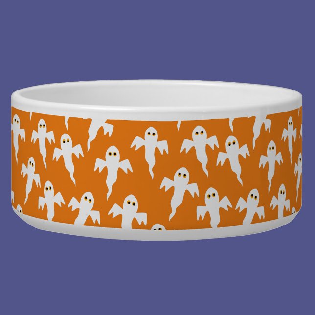 Cute Ghost Halloween Voerbakje (Cute ghost orange pet bowl)