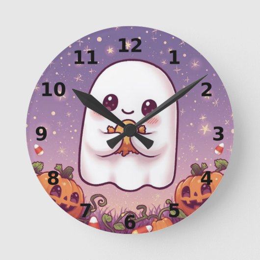 Cute Ghost Halloween Wall Clock ⏰👻 Ronde Klok (Voorkant)