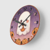 Cute Ghost Halloween Wall Clock Ronde Klok (Hoek)