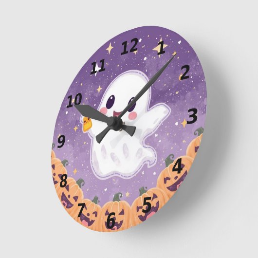 Cute Ghost Halloween Wall Clock ⏰🎃 Ronde Klok (Hoek)