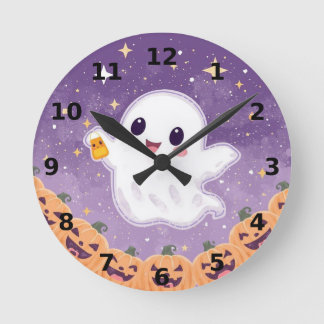 Cute Ghost Halloween Wall Clock ⏰🎃 Ronde Klok