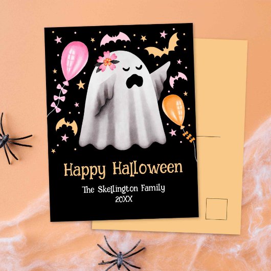 Cute Ghost Happy Halloween Briefkaart