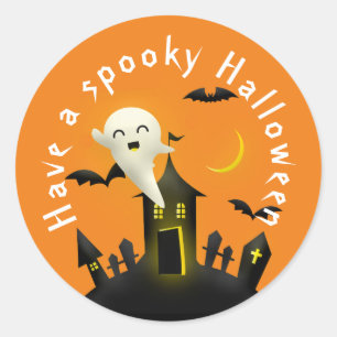Cute Ghost heeft een spoky Halloween Ronde Sticker