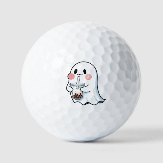 Cute Ghost Holding Boba Tea Bubble Tea Kawaii  Golfballen (Voorkant)