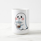 Cute Ghost Holding Boba Tea Bubble Tea Kawaii  Koffiemok (Center)