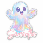Cute Ghost Holographic Look Halloween Custom Sticker (Voorkant)