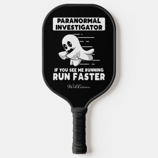 Cute Ghost Hunter Personalized Birthday Gag Pickleball Paddle (Voorkant)