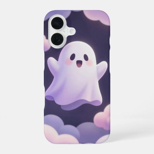 Cute Ghost in Pastel Clouds Phone Case iPhone 16 Hoesje (Achterkant)