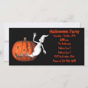 Cute Ghost Jack O Lantern Halloween Invite