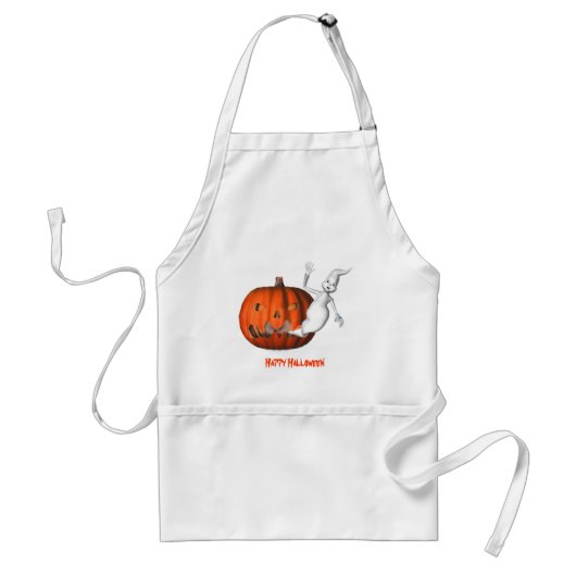 Cute Ghost Jack O Lantern Halloween Standaard Schort (Voorkant)