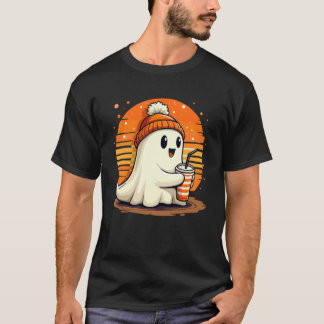 Cute Ghost kant Peuter Ghost Pompoen IJs Koffie H T-shirt