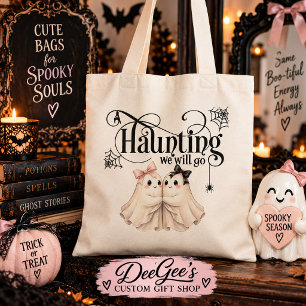 Cute Ghost Koppel "A Haunting We Will Go" Boodscha Tote Bag