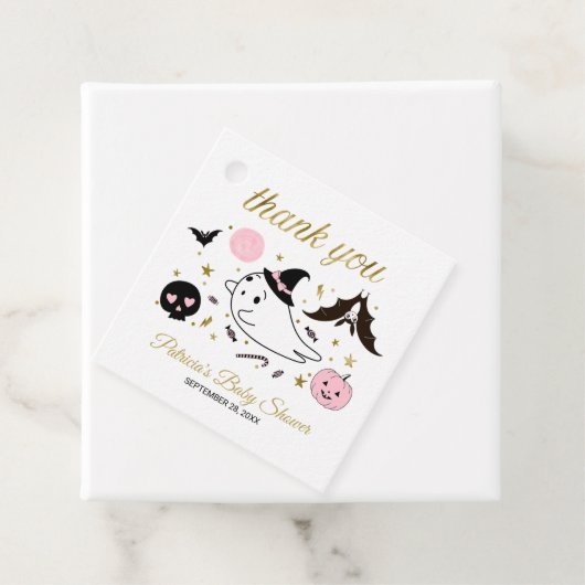 Cute Ghost Little Boo Halloween Baby shower Bedankjes Labels (In situ)