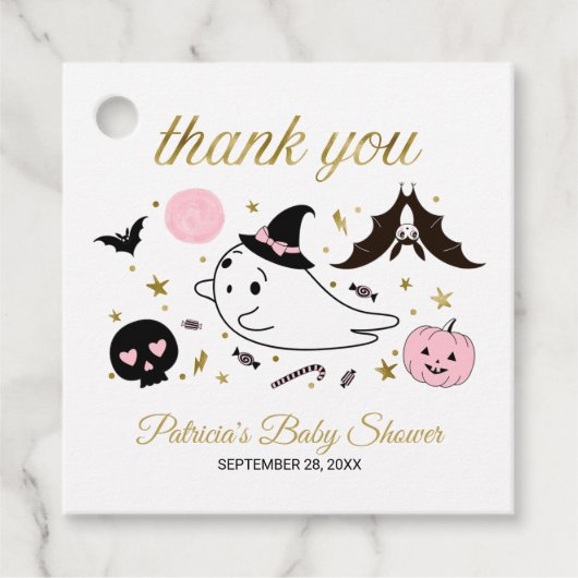 Cute Ghost Little Boo Halloween Baby shower Bedankjes Labels (Voorkant)