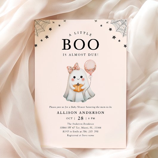 Cute Ghost Little Boo Halloween Baby shower Kaart