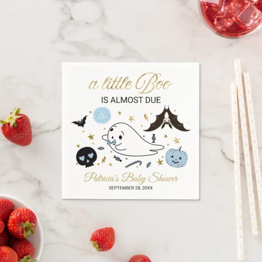 Cute Ghost Little Boo Halloween Baby shower Napkin Servet (Insitu)