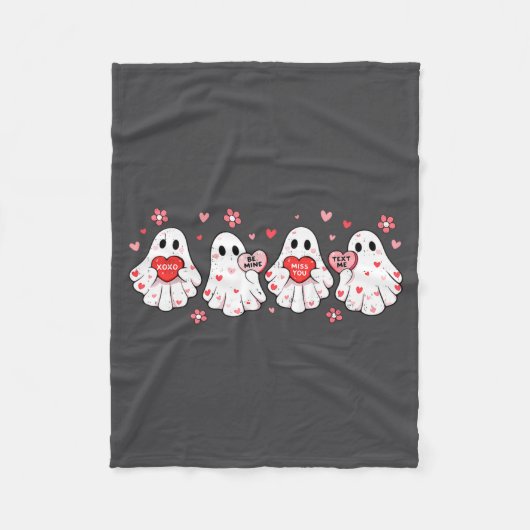 Cute Ghost Love Hearts Valentines Day Womens Teens Fleece Deken (Voorkant)