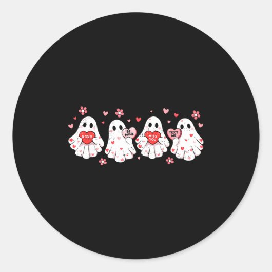 Cute Ghost Love Hearts Valentines Day Womens Teens Ronde Sticker (Voorkant)