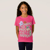 Cute Ghost & Magic Book Halloween Meisjes T-shirt (Voorkant volledig)